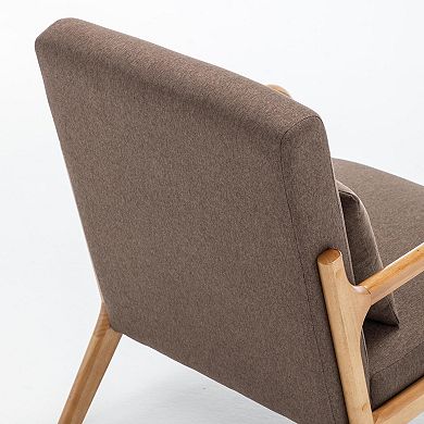 SEYNAR Mid-Century Modern Linen Accent Chair with Solid Wood Frame