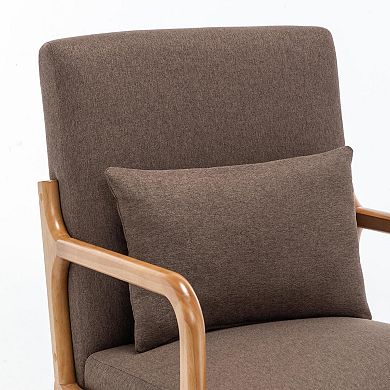 SEYNAR Mid-Century Modern Linen Accent Chair with Solid Wood Frame