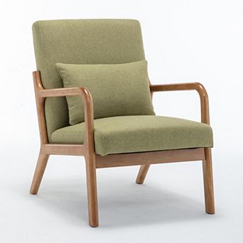 SEYNAR Mid-Century Modern Linen Accent Chair with Solid Wood Frame