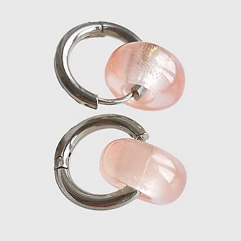 Women's Huggie Hoop Earrings with Gemstone Drop - Edgy Minimalist Statement Earrings