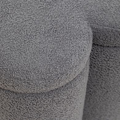 SEYNAR Modern Glam Teddy Velvet Flower Shape Storage Ottoman