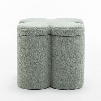 SEYNAR Modern Glam Teddy Velvet Flower Shape Storage Ottoman