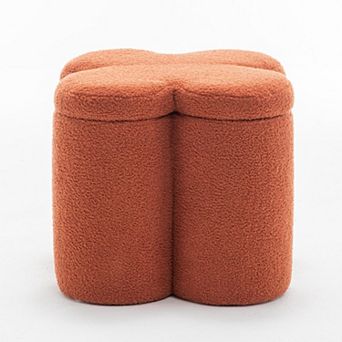 SEYNAR Modern Glam Teddy Velvet Flower Shape Storage Ottoman