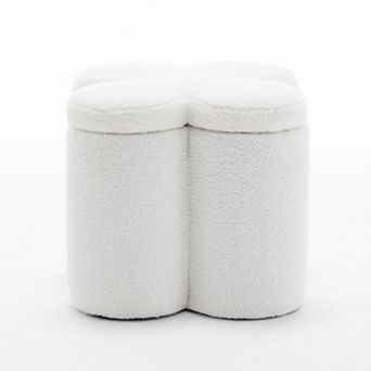 SEYNAR Modern Glam Teddy Velvet Flower Shape Storage Ottoman