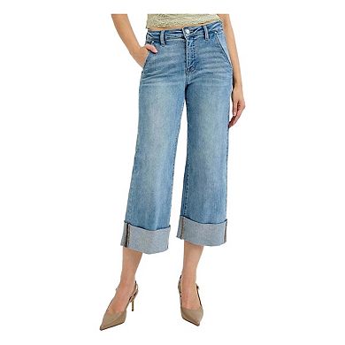 RISEN Full Size Tummy Control High Rise Ankle Wide Cuffed Jeans Plus Size