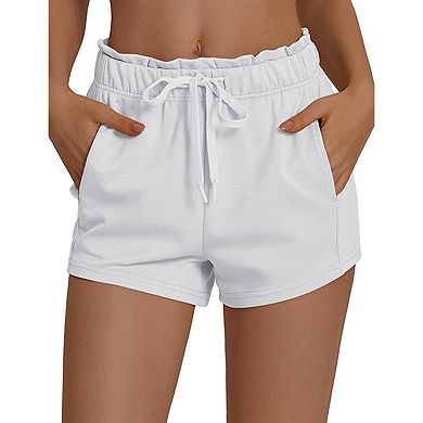 PINSPARK Women's 5" Soft Sweat Shorts Drawstring Summer Lounge Workout Shorts with Pockets
