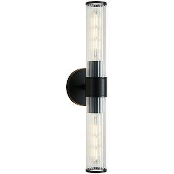 POWLIG 19.84" Modern Wall Sconce - 2-Light Dimmable Bathroom Vanity Light with Threaded Glass Shade