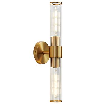 POWLIG 19.84" Modern Wall Sconce - 2-Light Dimmable Bathroom Vanity Light with Threaded Glass Shade