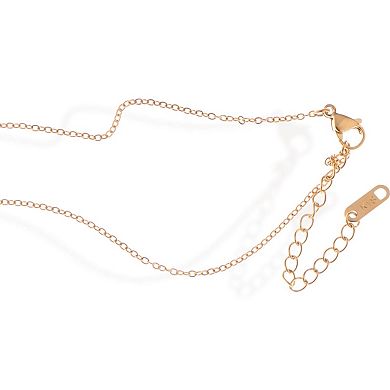 Gold Tone Necklace with Heart-Shaped Crystal Pendant