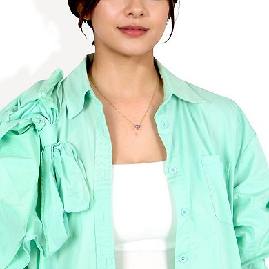 Gold Tone Necklace with Heart-Shaped Crystal Pendant