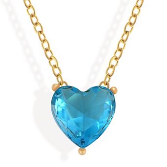 Gold Tone Necklace with Heart-Shaped Crystal Pendant