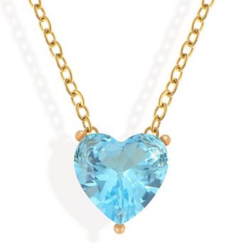Gold Tone Necklace with Heart-Shaped Crystal Pendant