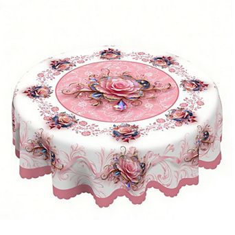 3D Floral Printed Tablecloth, Spring Table Decor, Polyester Table Cover, Durable And Washable