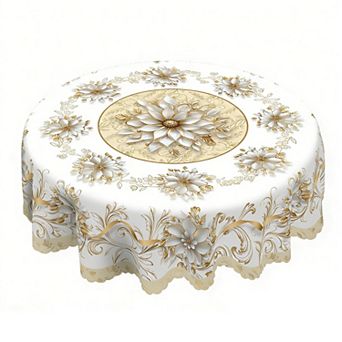 3D Floral Printed Tablecloth, Spring Table Decor, Polyester Table Cover, Durable And Washable