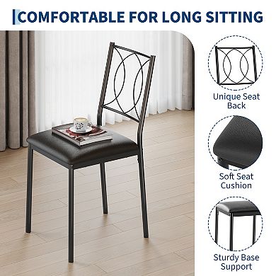 Farmhouse Dining Table Set for 2, Dining Table with Upholstered Chairs, Wood Kitchen Table Set