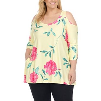 Plus Size Floral Cold Shoulder Knit Tunic Top