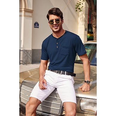 COOFANDY Men' Cotton Henley Shirts Short Sleeve Casual Basic Tees Classic Henley Summer Solid T