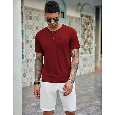 COOFANDY Men' Cotton Henley Shirts Short Sleeve Casual Basic Tees Classic Henley Summer Solid T
