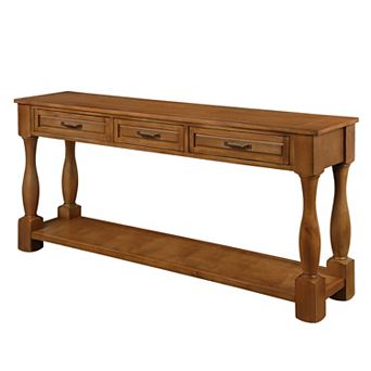 KWPZQEB Vintage Wood Rectangle Console Table with 3 Drawers