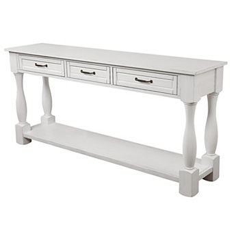 KWPZQEB Vintage Wood Rectangle Console Table with 3 Drawers