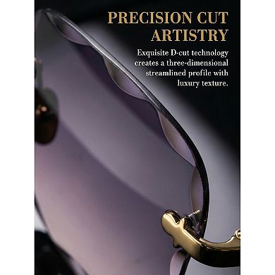 Unisex Rectangular Rimless Sunglasses Trendy Wavy Border Metal Nose Pads Sun Glasses UV Protection