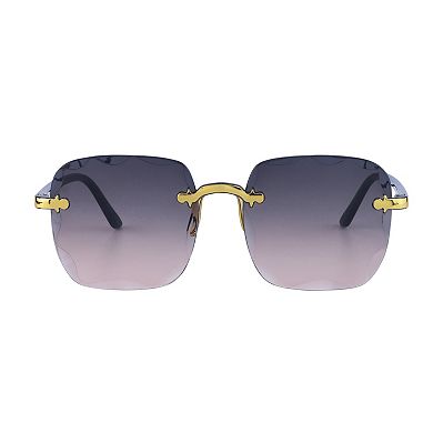 Unisex Rectangular Rimless Sunglasses Trendy Wavy Border Metal Nose Pads Sun Glasses UV Protection