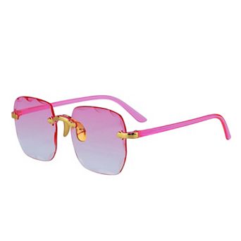 Unisex Rectangular Rimless Sunglasses Trendy Wavy Border Metal Nose Pads Sun Glasses UV Protection