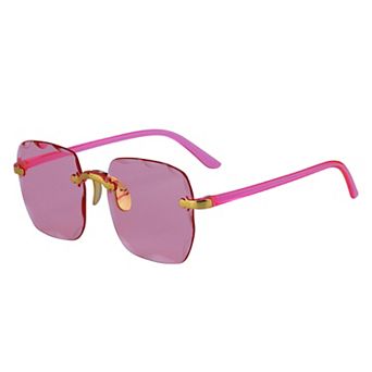 Unisex Rectangular Rimless Sunglasses Trendy Wavy Border Metal Nose Pads Sun Glasses UV Protection