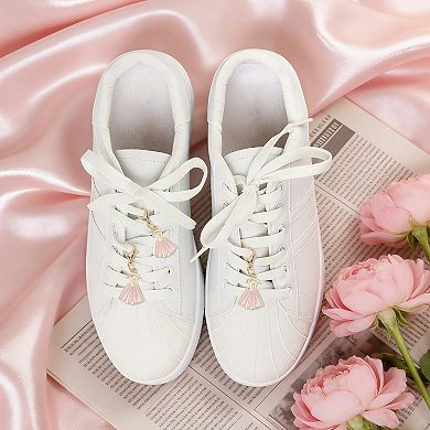 Durable Shoelace Charms Pink Gold Tone 6 Pcs