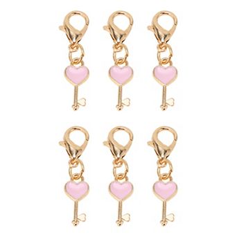 Durable Shoelace Charms Pink Gold Tone 6 pc
