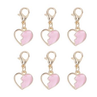 Durable Shoelace Charms Pink Gold Tone 6 pc