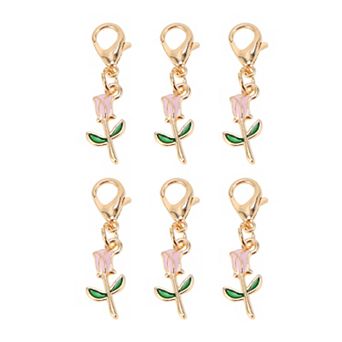 Durable Shoelace Charms Pink Gold Tone 6 pc