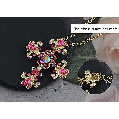 Cross Brooch Pin Antique Inspired Gorgeous Rhinestone Pendant