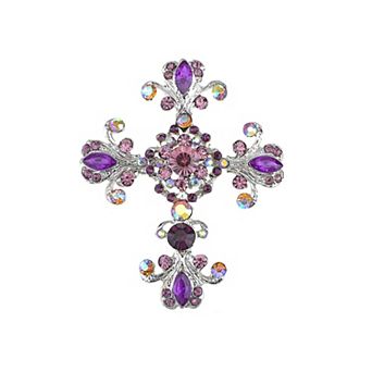 Cross Brooch Pin Antique Inspired Gorgeous Rhinestone Pendant