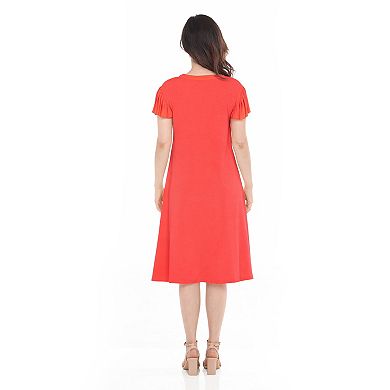 Women’s V-Neck Tie Front Flutter Sleeve Shift Dress