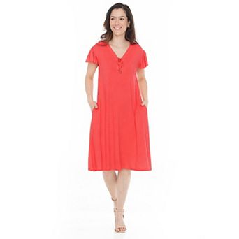 Women’s V-Neck Tie Front Flutter Sleeve Shift Dress