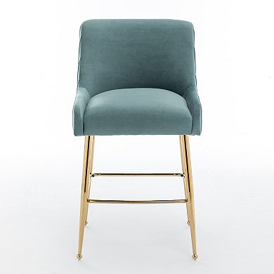 SEYNAR Modern Velvet 37'' H Metal Leg Counter or Bar Stools Set of 2