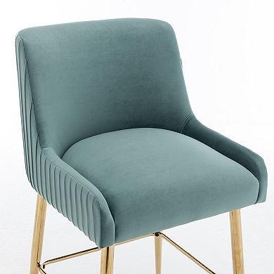 SEYNAR Modern Velvet 37'' H Metal Leg Counter or Bar Stools Set of 2