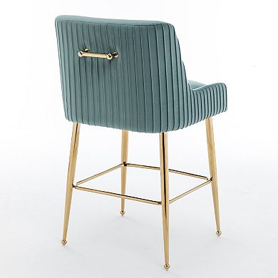 SEYNAR Modern Velvet 37'' H Metal Leg Counter or Bar Stools Set of 2