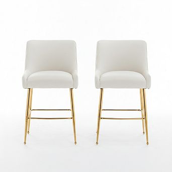 SEYNAR Modern Velvet 37'' H Metal Leg Counter or Bar Stools Set of 2