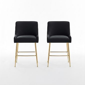 SEYNAR Modern Velvet 37'' H Metal Leg Counter or Bar Stools Set of 2