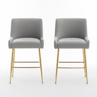 SEYNAR Modern Velvet 37'' H Metal Leg Counter or Bar Stools Set of 2