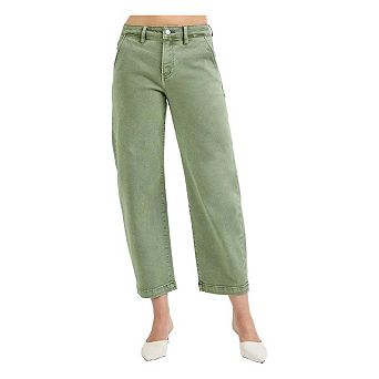 RISEN Full Size Tummy Control High Rise Crop Barrel Jeans Plus Size