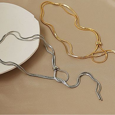 Adjustable Lariat Necklace with Sliding Ring Detail