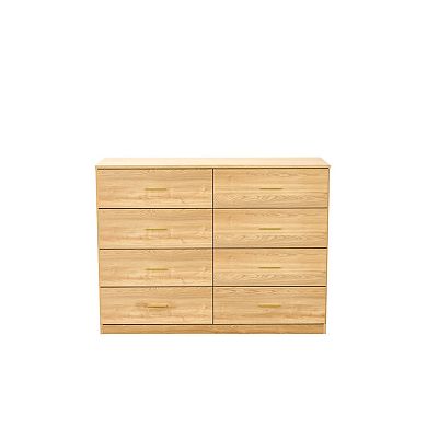Pnronnc Modern 8 Drawer Dresser with Gold Handles and Waterproof Surface