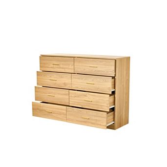 Pnronnc Modern 8 Drawer Dresser with Gold Handles and Waterproof Surface