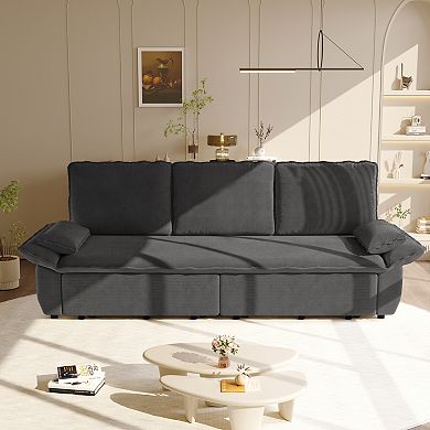 Pnronnc Modern Corduroy Convertible Sofa Bed, Pull Out Sleeper Sofa Bed