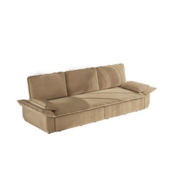 Pnronnc Modern Corduroy Convertible Sofa Bed, Pull Out Sleeper Sofa Bed