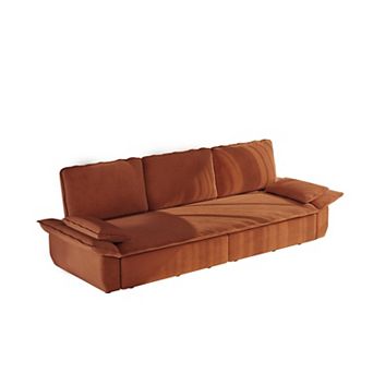 Pnronnc Modern Corduroy Convertible Sofa Bed, Pull Out Sleeper Sofa Bed