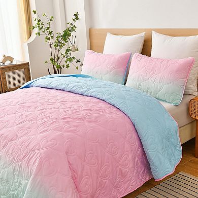 Gradient Reversible Bedspread Three-Piece Lightweight Set